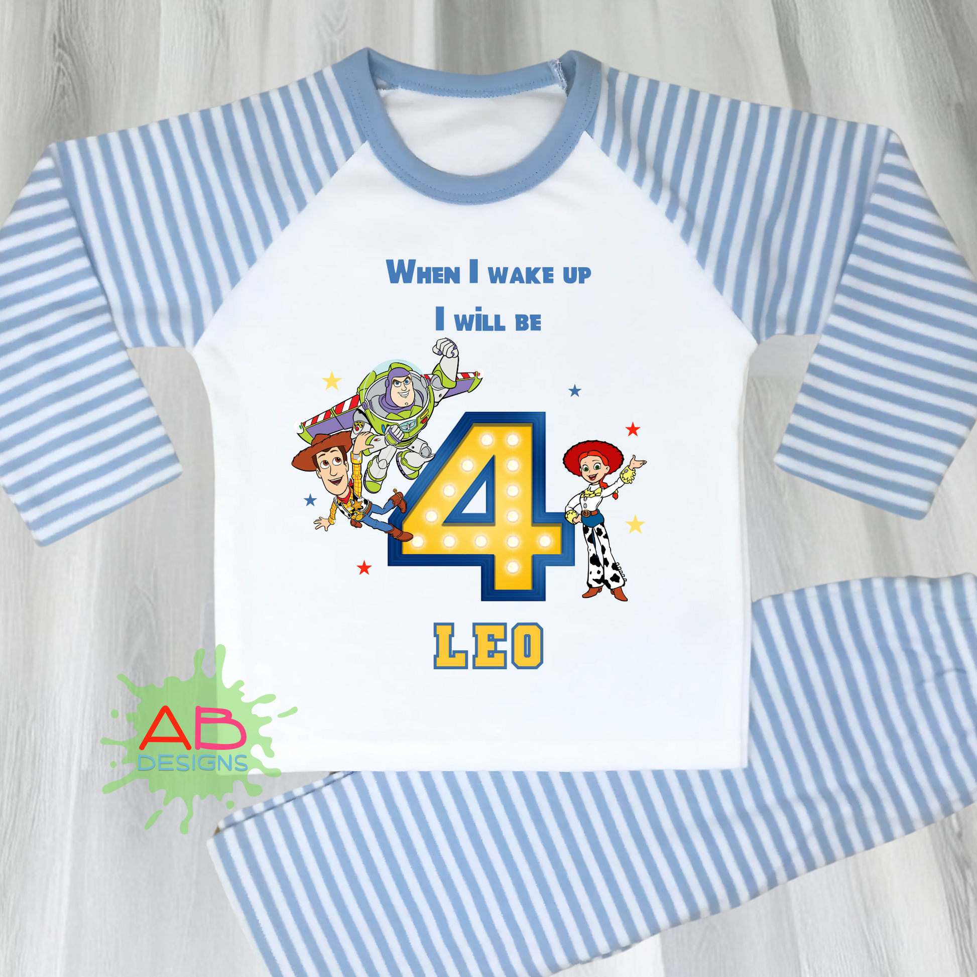 Toy Story Birthday Pyjamas, Boys Custom Buzz, Woody & Jessie Pjs, When i wake up toy story, personalised toy story