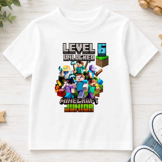 Personalised Minecraft Birthday T-Shirt – Level Unlocked Gamer Shirt for Boys AishaBaileyDesigns