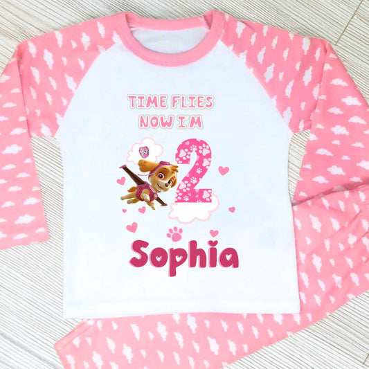 Girls Personalised Paw Patrol Birthday Pyjamas - any name and age AishaBaileyDesigns