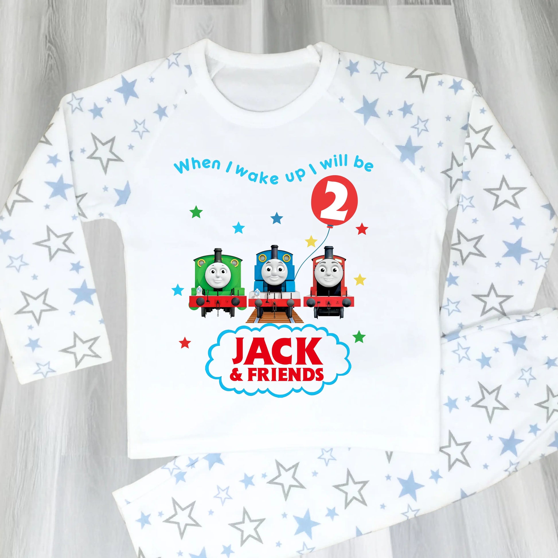 Boys Personalised Thomas Birthday Pyjamas  - Thomas the Tank Engine and Friends with any name and age AishaBaileyDesigns
