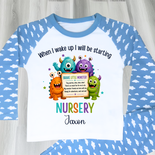 Personalised Boys Starting Nursery Pyjamas | Brave Little Monster