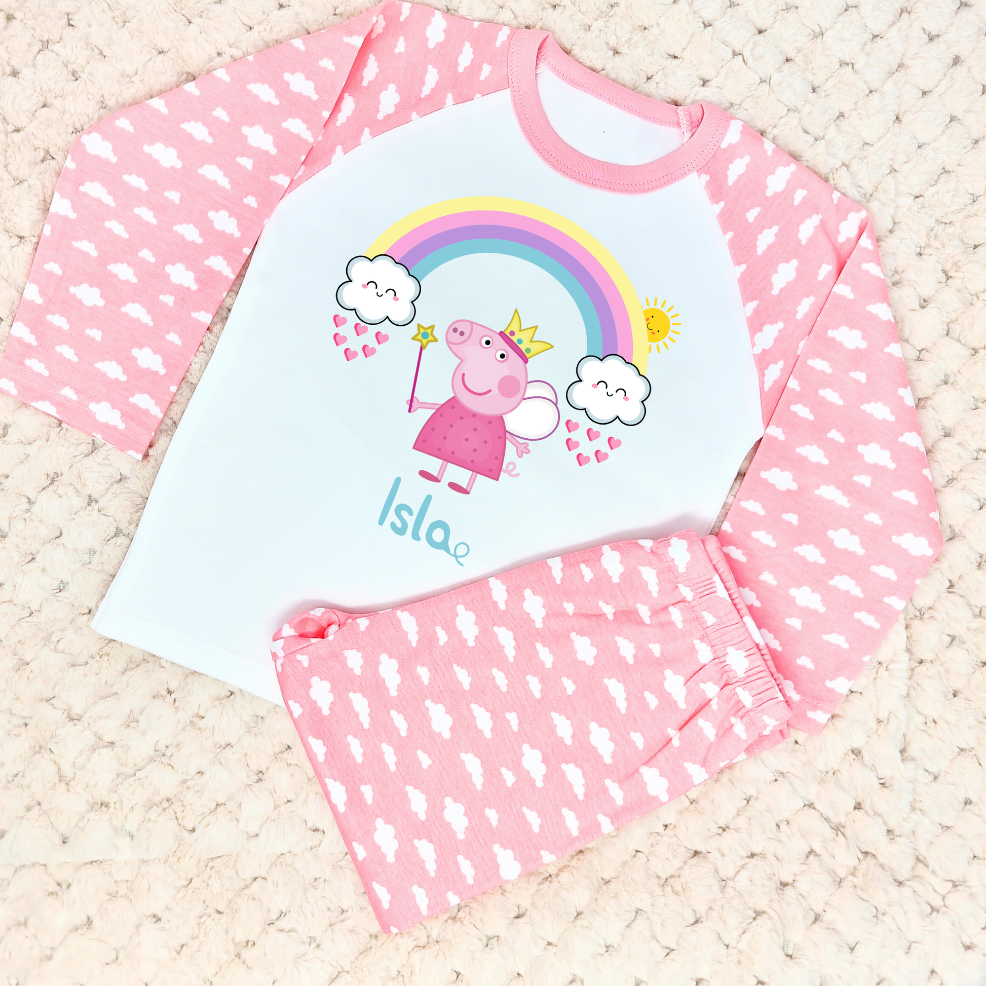 Peppa Pig personalised pyjamas, peppa pig pjs, peppa pig personalised, peppa pig with name, custom peppa pig