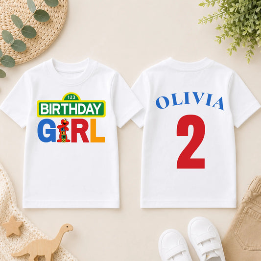 Personalised Elmo Birthday t-shirt  for Girls, Any Name and Age AishaBaileyDesigns