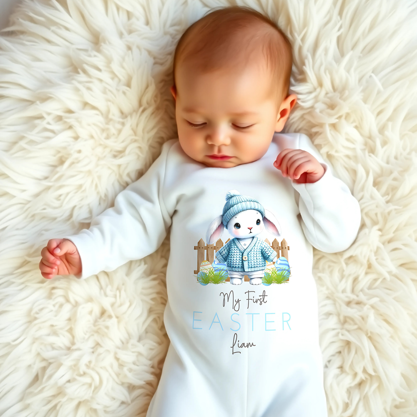 Easter Babygrow - Baby Boy's First Easter Personalised Outfit, newborn 1st easter outfit, baby first easter outfit, My first easter babygrow