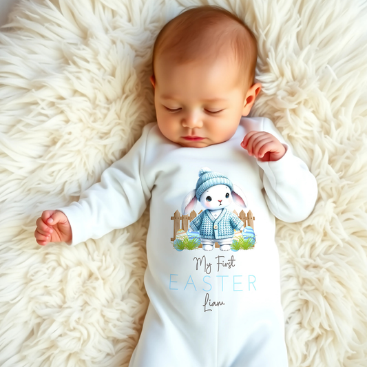 Easter Babygrow - Baby Boy's First Easter Personalised Outfit, newborn 1st easter outfit, baby first easter outfit, My first easter babygrow
