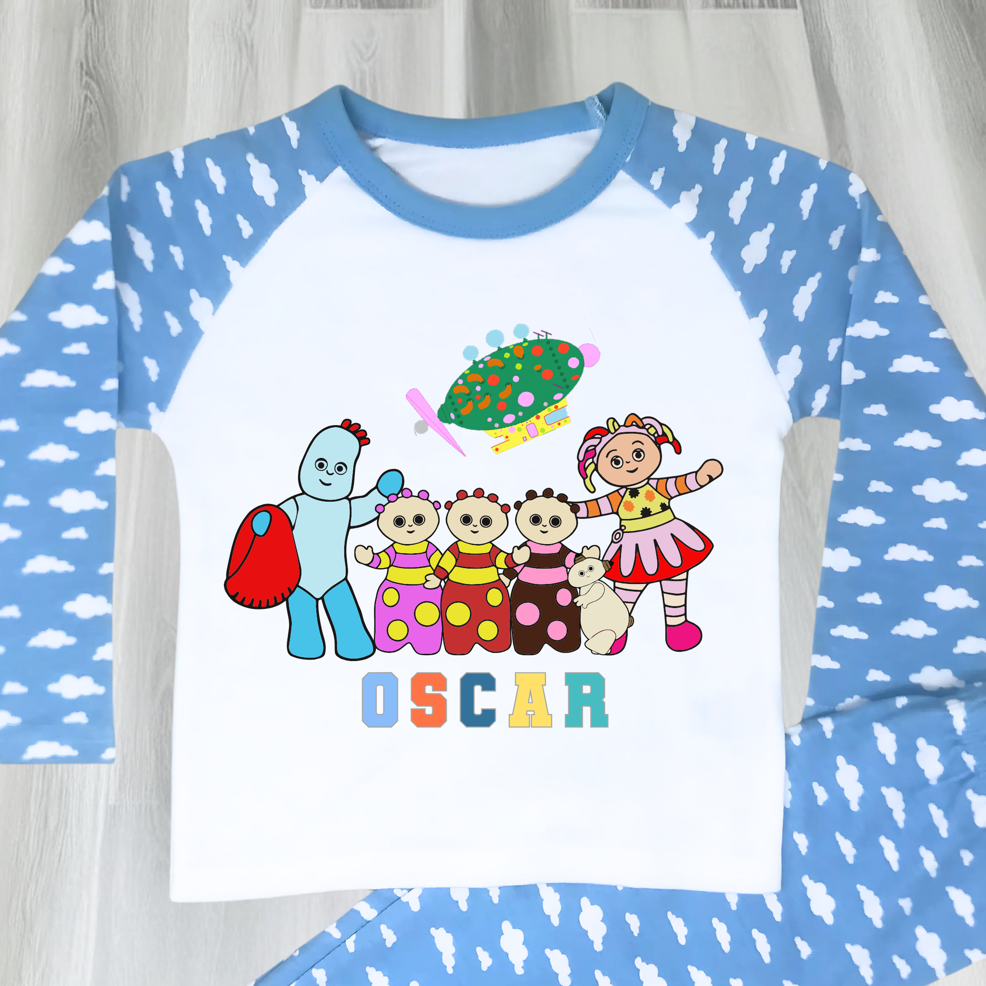 Personalised In the Night Garden pyjamas, when i wake up in the night garden, kids cbeebies pajamas, birthday pjs, iggle piggle pjs, upsy daisy pjs