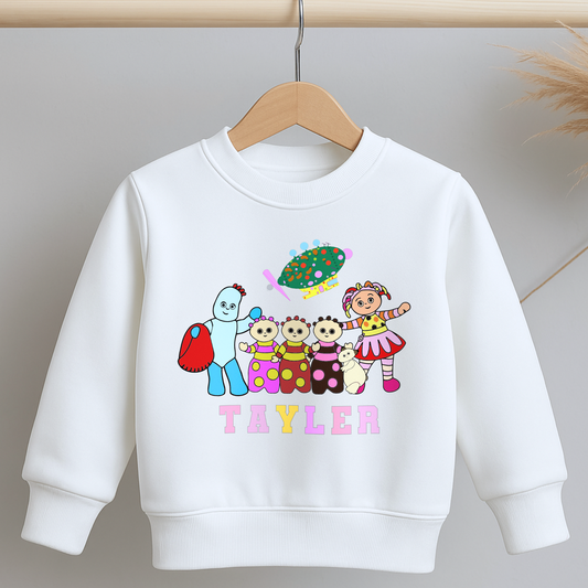 Personalised In the night garden sweatshirt, In the night garden personalised sweatshirt, custom name sweatshirt, custom jumper for girls