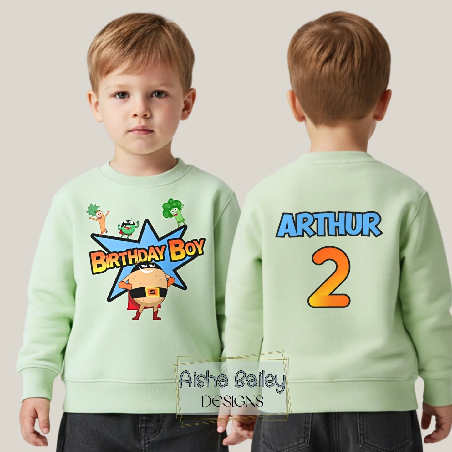 Personalised Boys Supertato Birthday Sweatshirt  - any name and age AishaBaileyDesigns