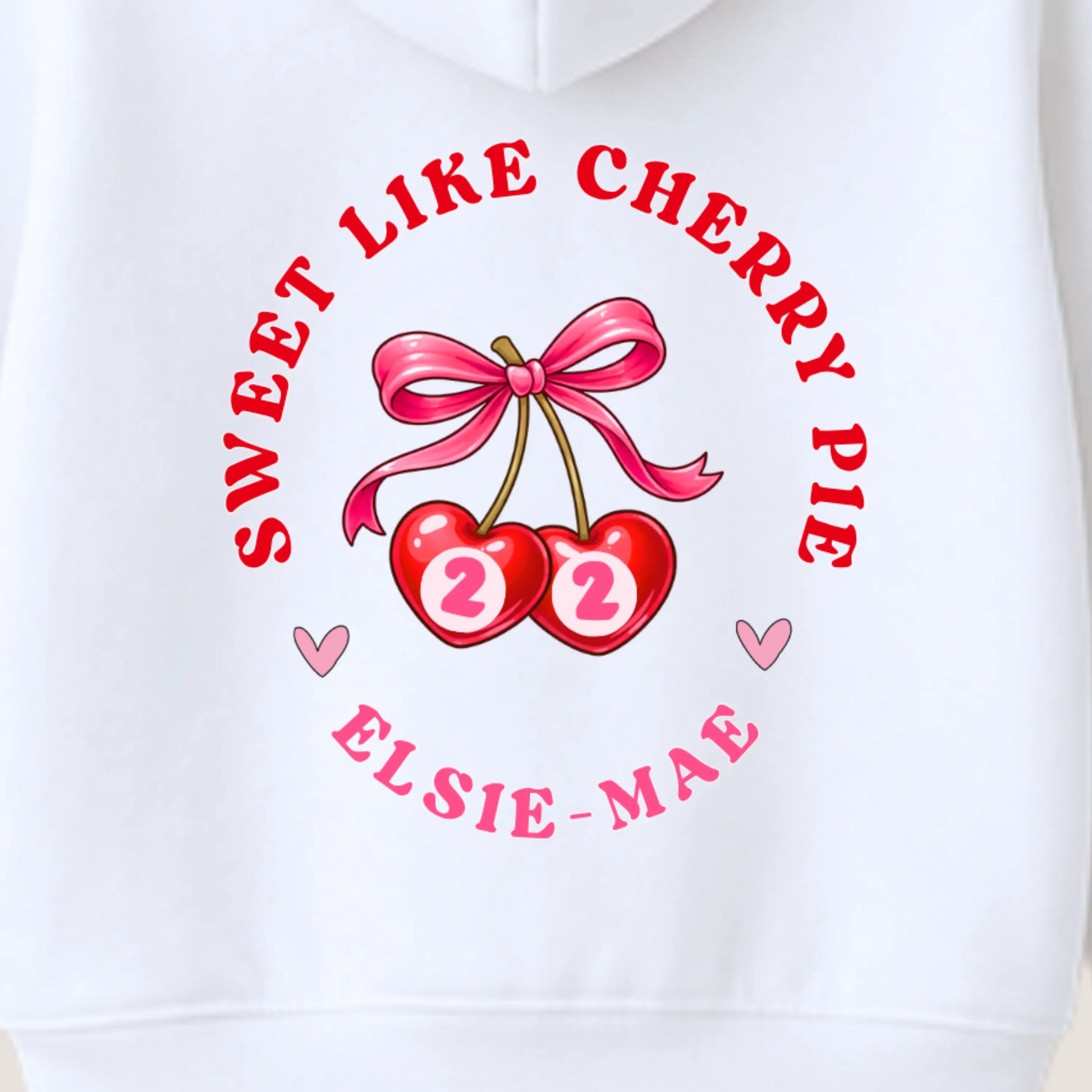 Personalised Girls Birthday Hoodie – Sweet Like Cherry Pie Zip Up Hoodie AishaBaileyDesigns
