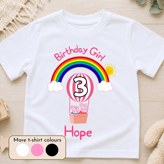 Personalised Peppa Pig Birthday T-shirt for Girls AishaBaileyDesigns