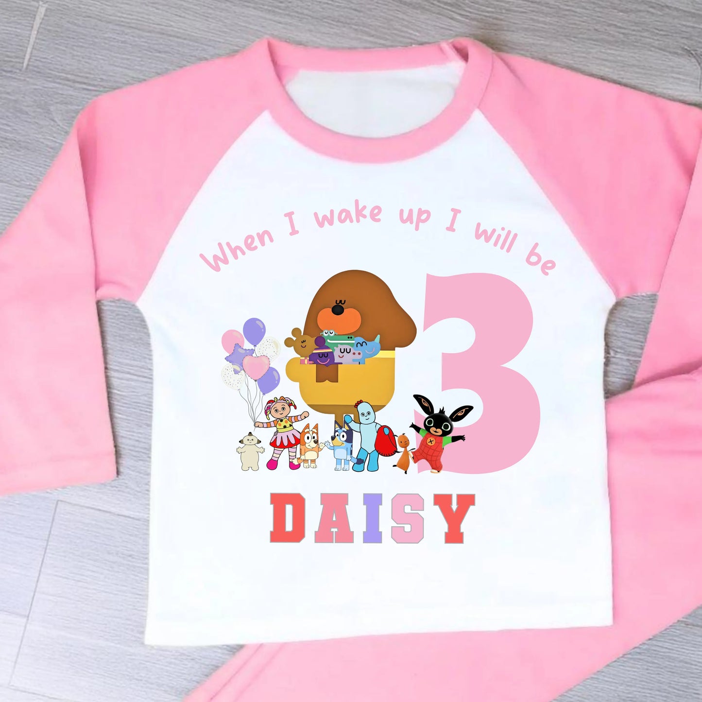 Girls Personalised CBeebies Birthday Pyjamas  - When I Wake Up Cbeebies Character PJs AishaBaileyDesigns