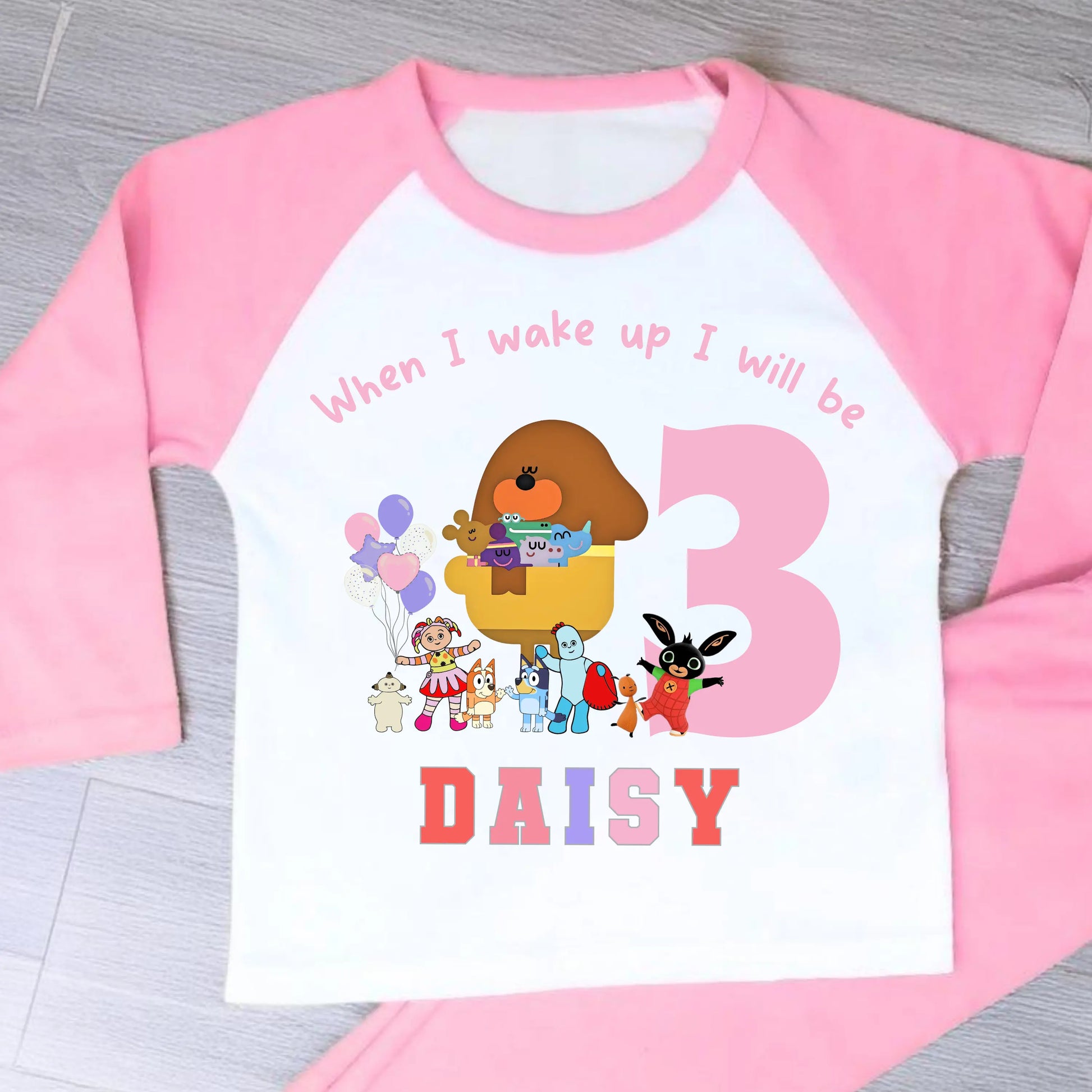 Girls Personalised CBeebies Birthday Pyjamas  - When I Wake Up Cbeebies Character PJs AishaBaileyDesigns