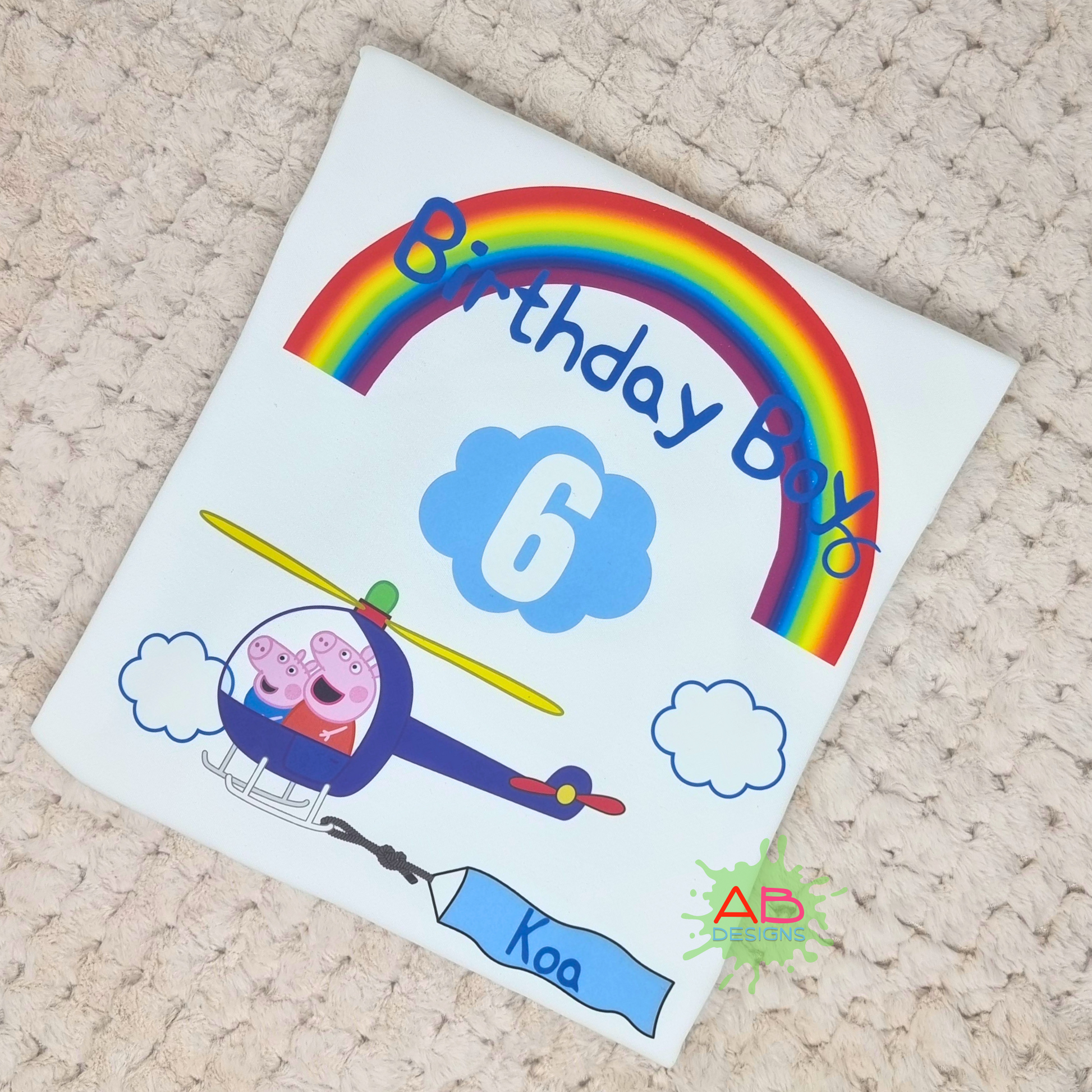 Birthday T-shirt for Boys - Custom Peppa & George Helicopter