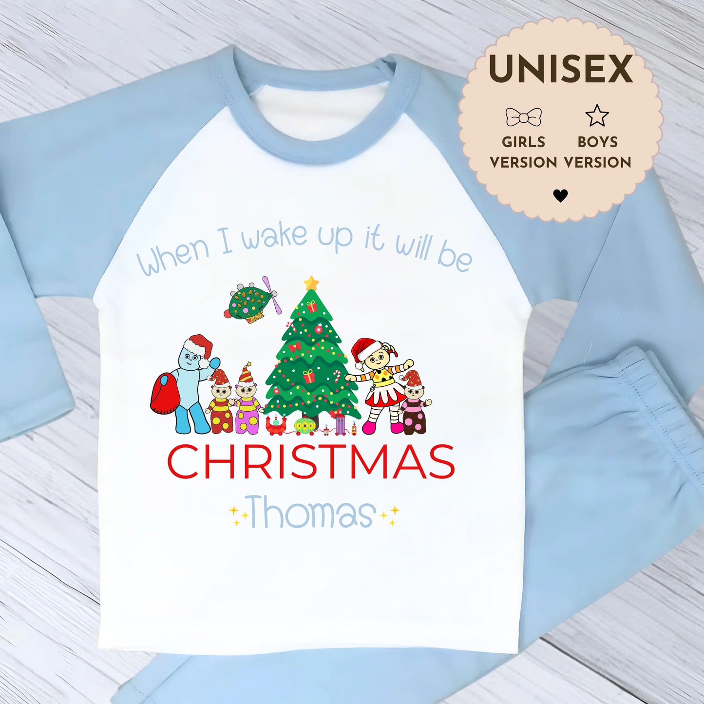 Personalised In the Night Garden Christmas Pyjamas for Kids AishaBaileyDesigns