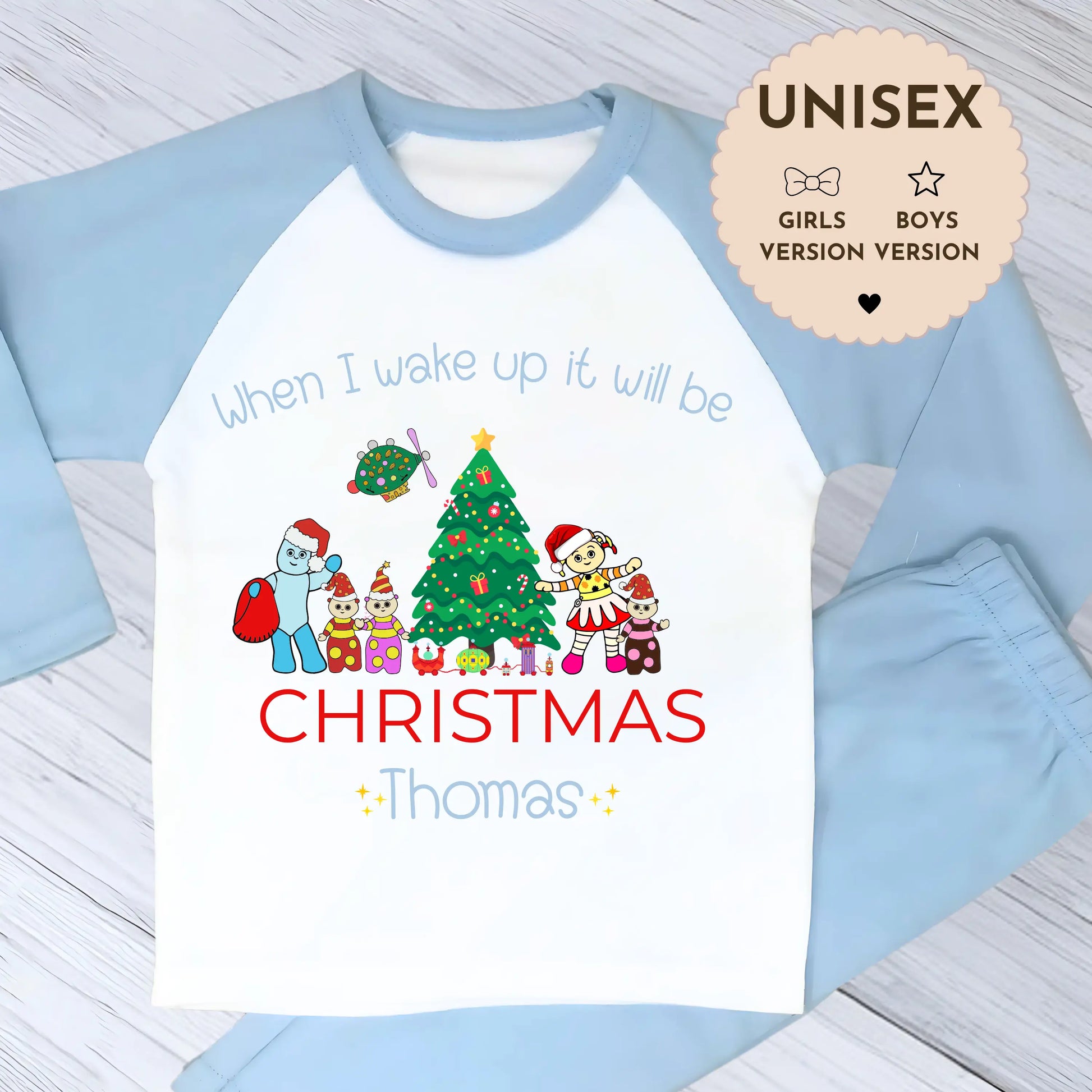 Personalised In the Night Garden Christmas Pyjamas for Kids AishaBaileyDesigns
