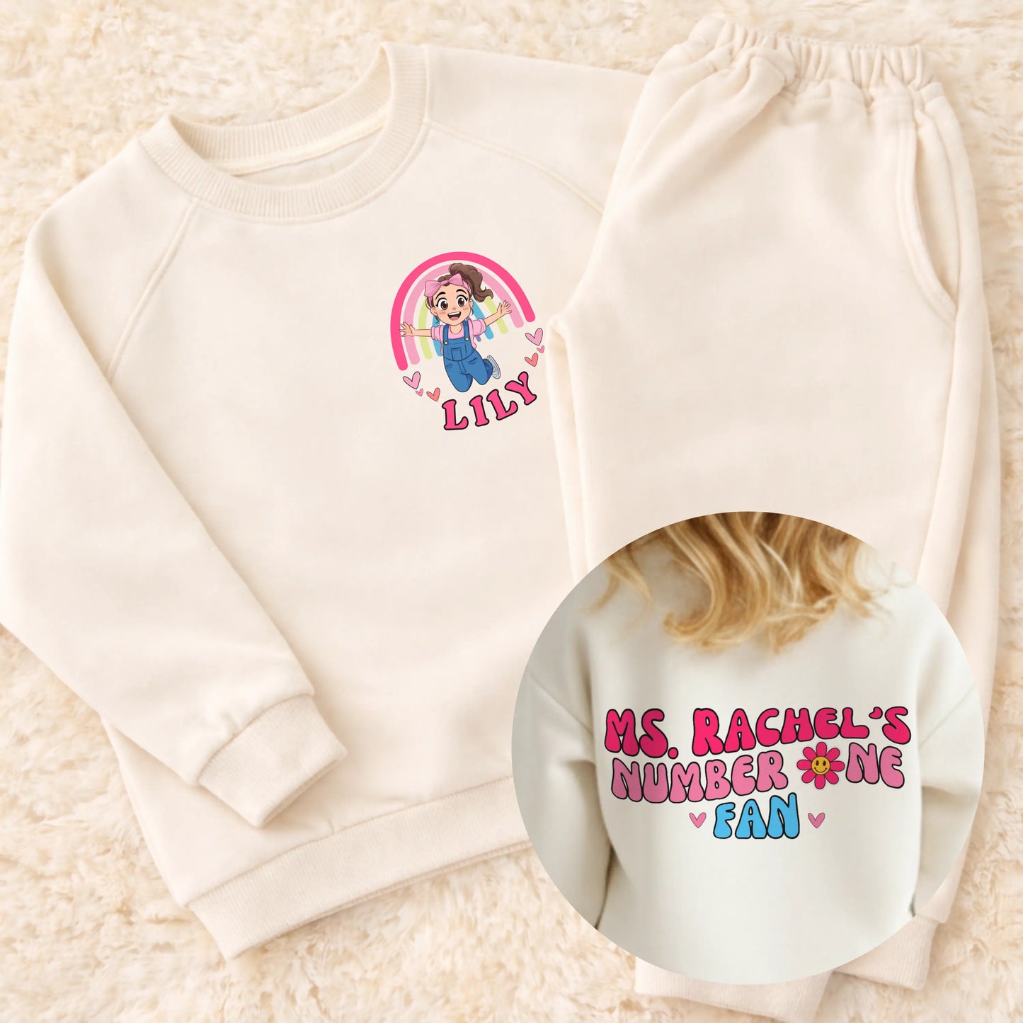 Ms Rachel Personalised Loungewear Set Girls – Custom Name Sweatshirt & Joggers for Everyday Wear AishaBaileyDesigns