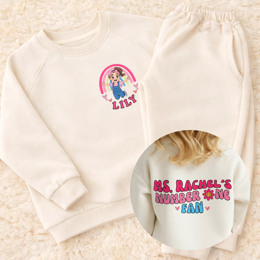 Ms Rachel Personalised Loungewear Set Girls – Custom Name Sweatshirt & Joggers for Everyday Wear AishaBaileyDesigns