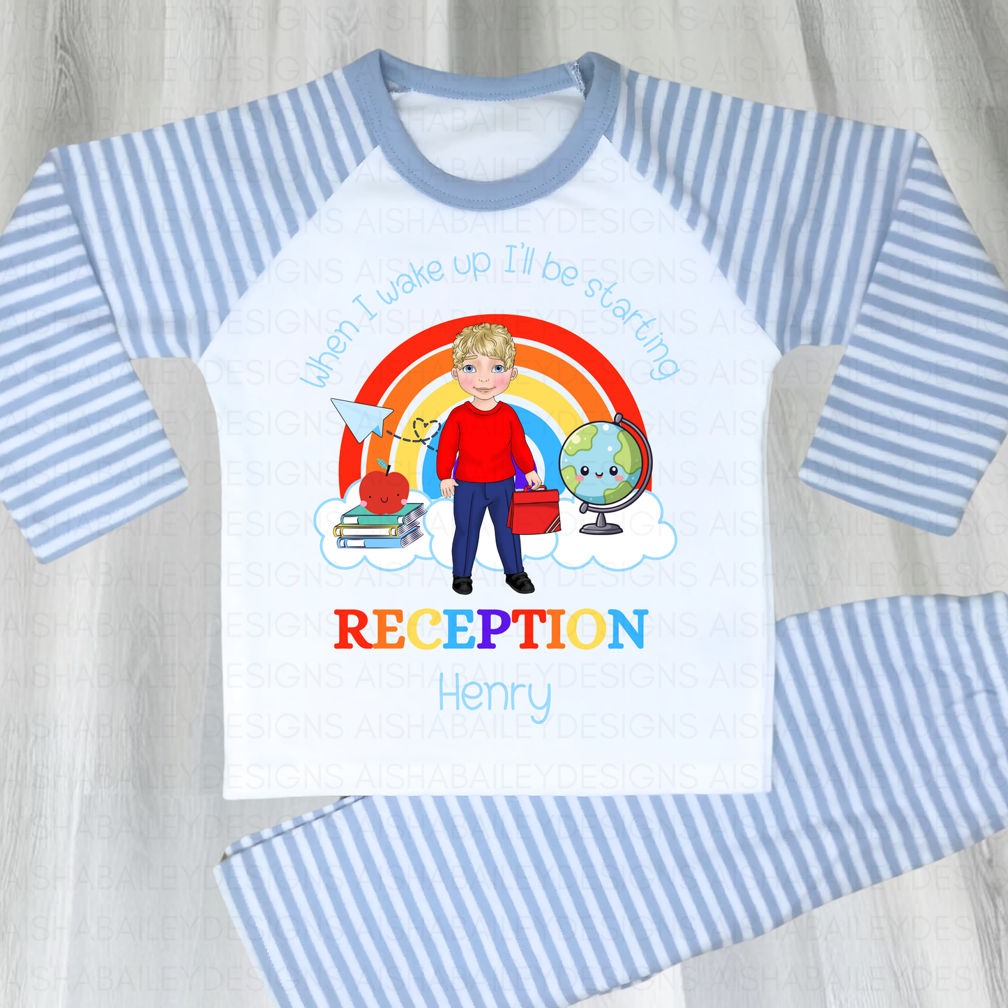 Personalised Starting School, Nursery, Reception Pyjamas | Boys School Uniform Boy PJs