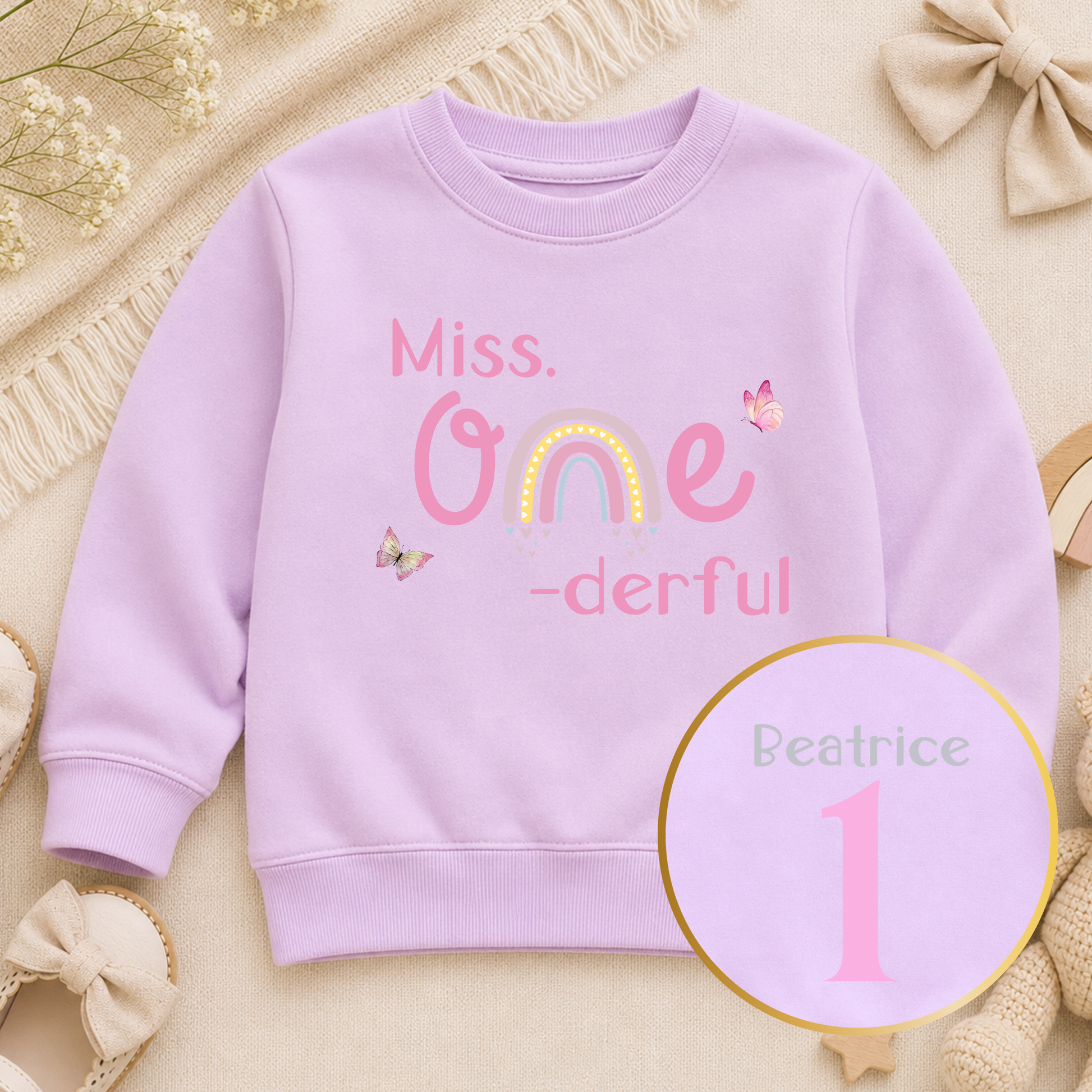 Personalised 1st Birthday Sweatshirt – Girls Miss One-derful Jumper