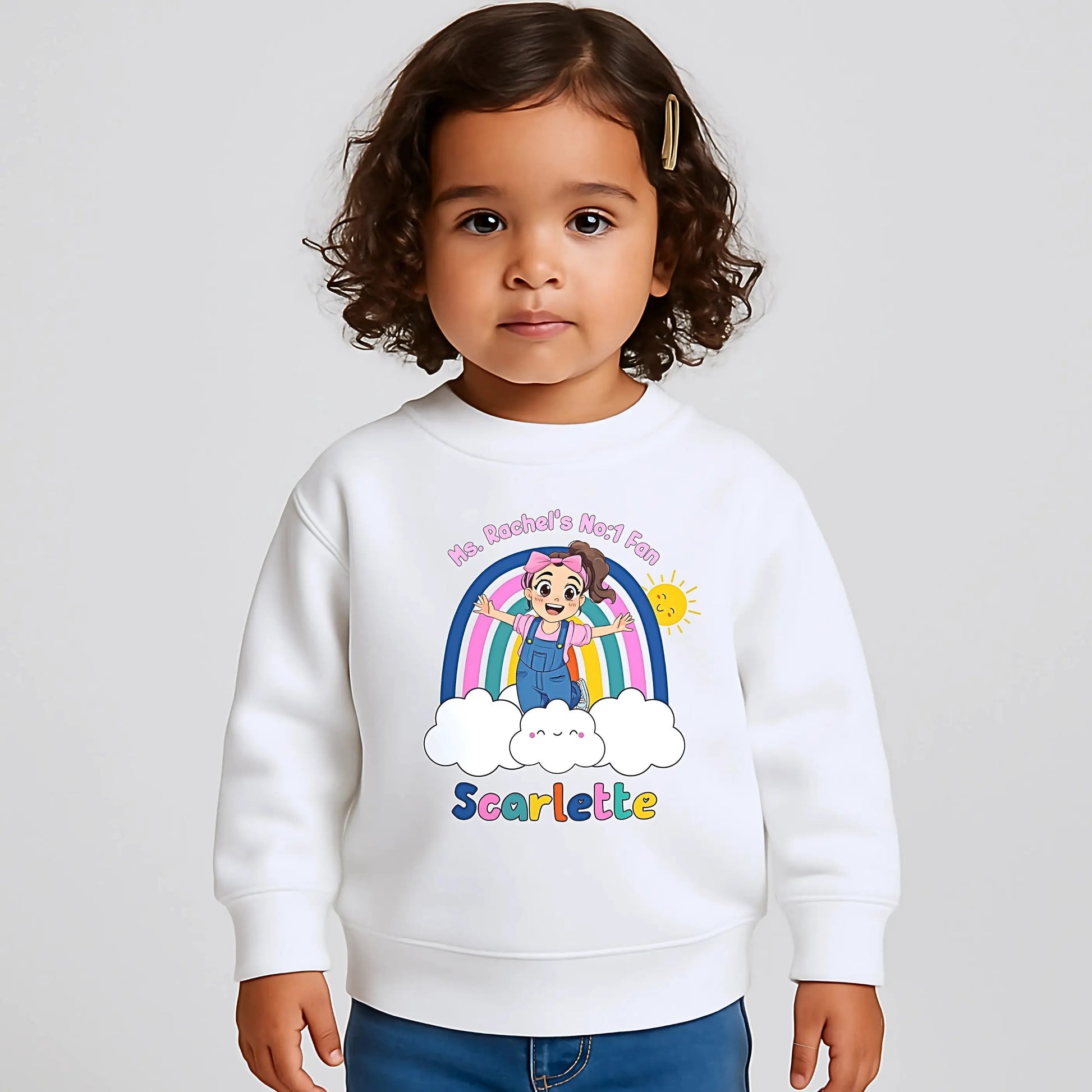 Personalised Ms Rachel sweatshirt: Ms Rache's no:1 fan jumper with custom name.