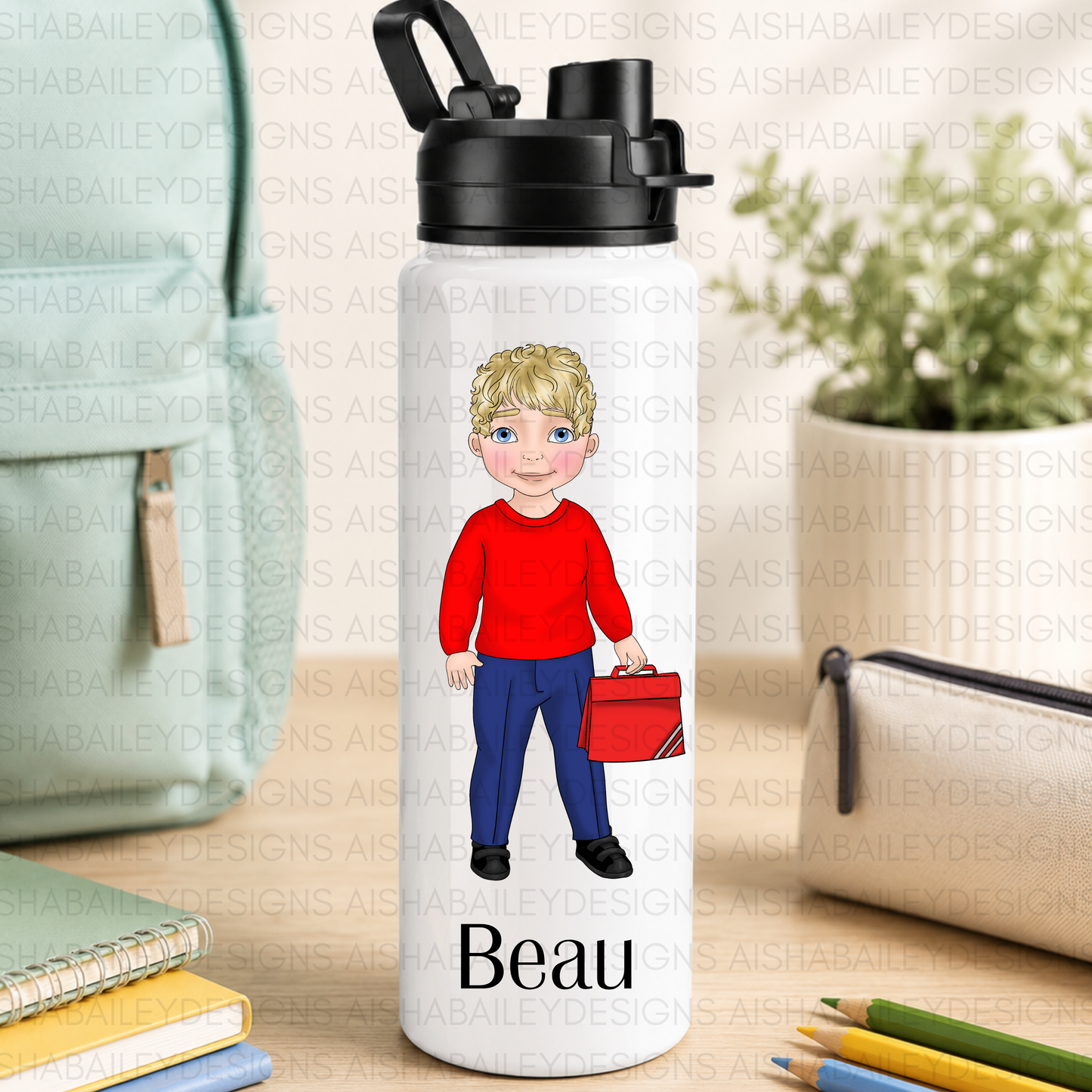 Personalised Back to School Water Bottle for Boys | Custom Kids Water Bottle
