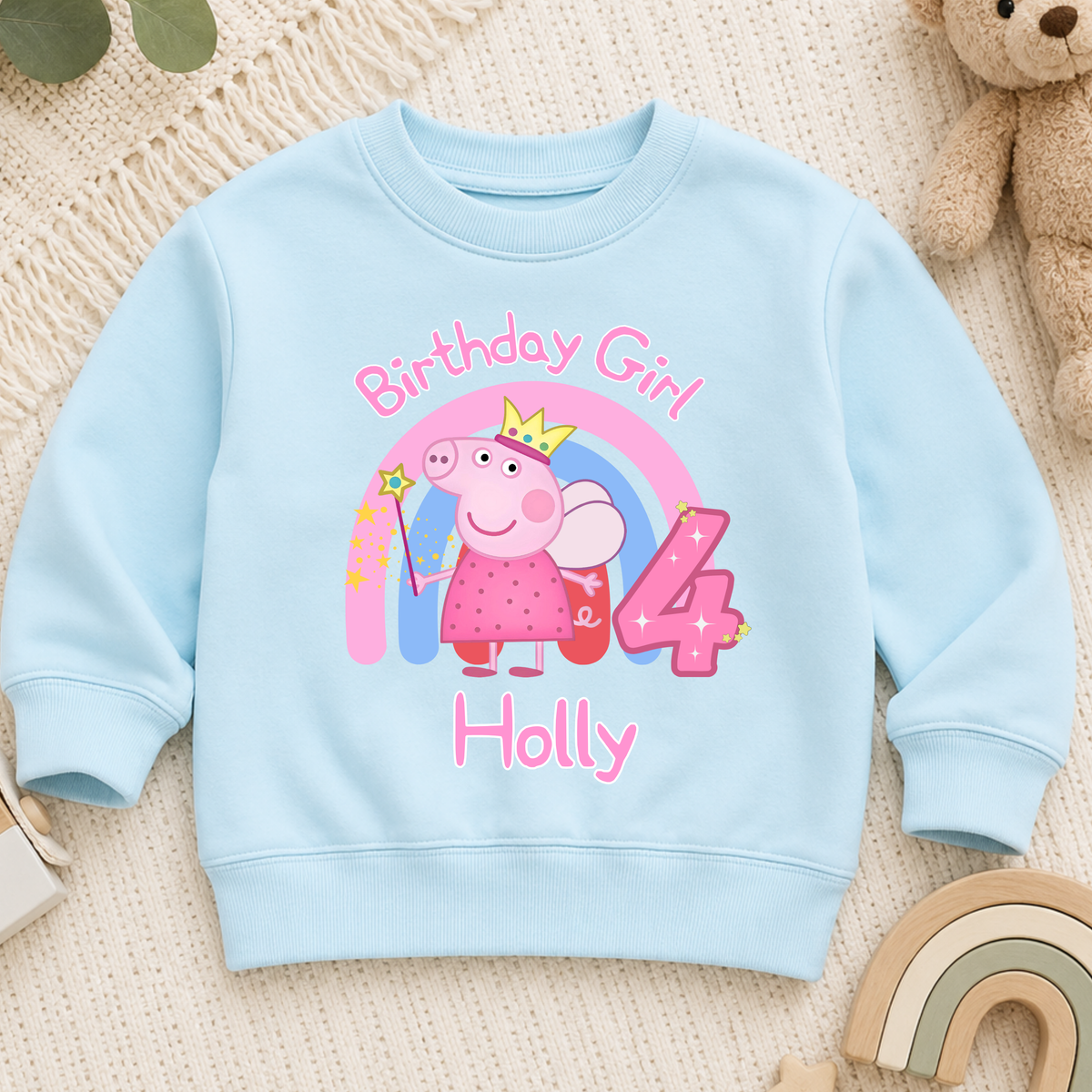 Girls Personalised Peppa Pig Birthday Sweatshirt - Personalised Peppa Pig Birthday Jumper, peppa pig fairy birthday shirt, personalised peppa jumper, peppa birthday sweatshirt
