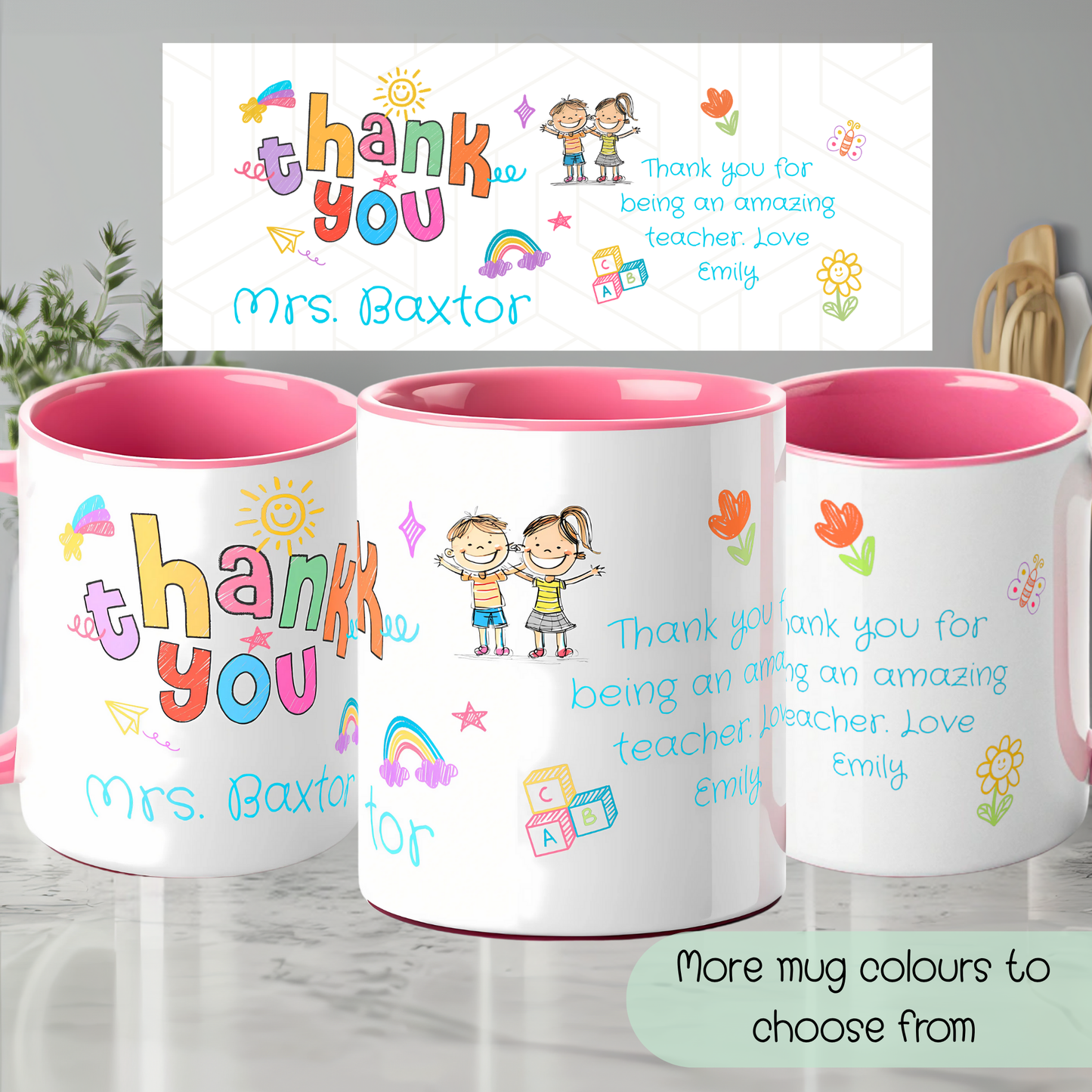 Personalised Teacher Mug, Thank you to a Teaching Asistant, Head Teacher and more
