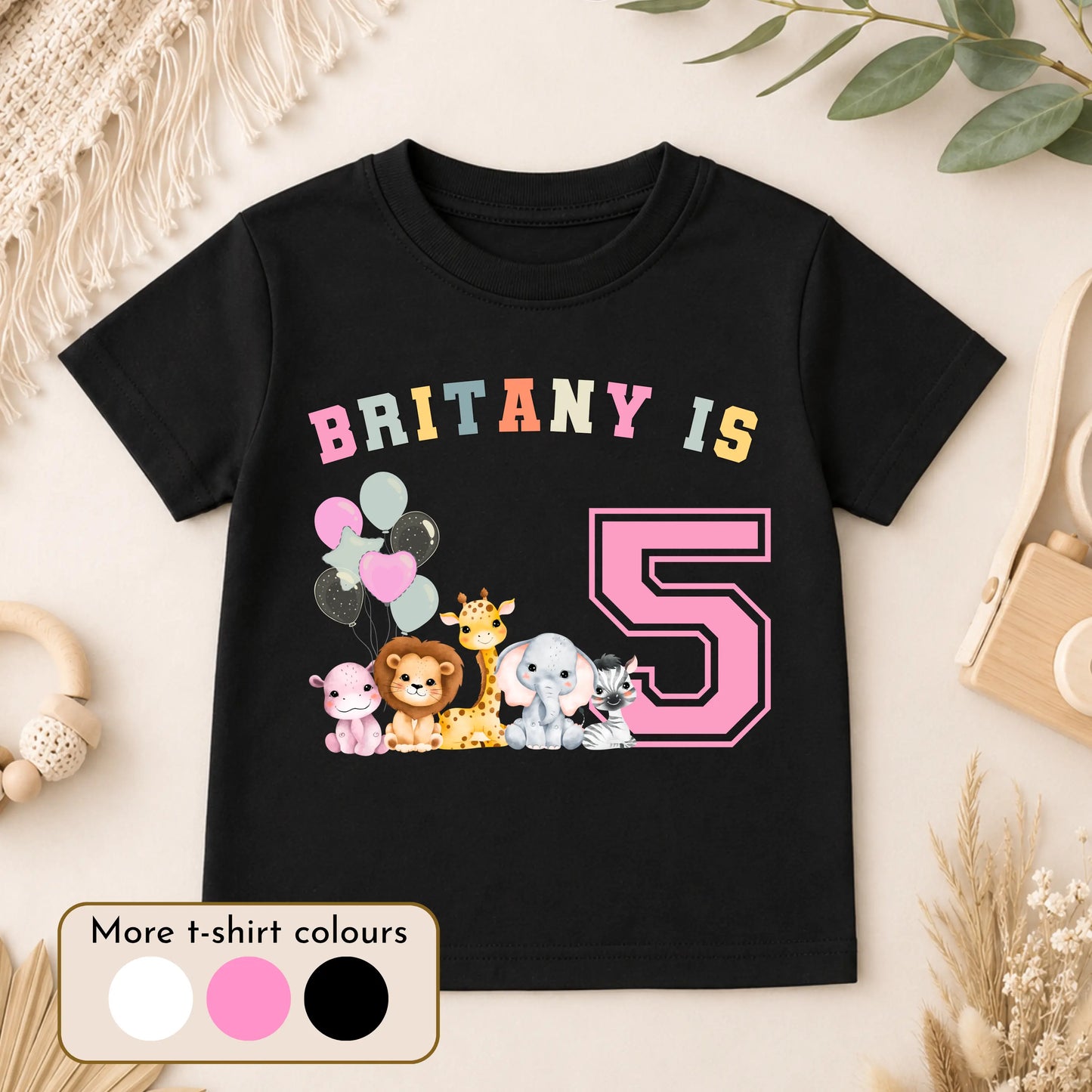 Personalised Safari Birthday T-Shirt for Girls - Custom Jungle Animal Birthday Shirt AishaBaileyDesigns