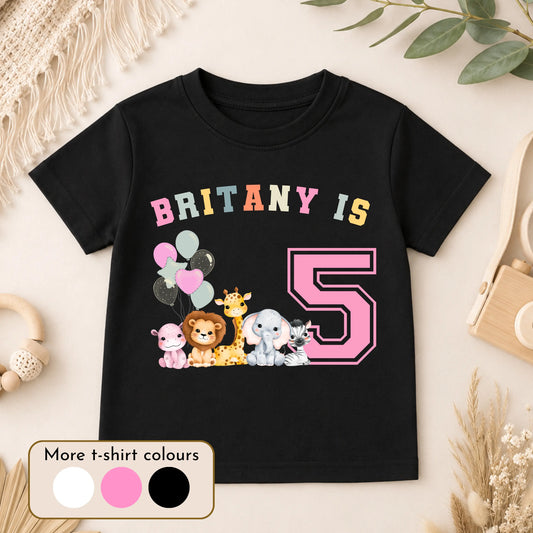 Personalised Safari Birthday T-Shirt for Girls - Custom Jungle Animal Birthday Shirt AishaBaileyDesigns