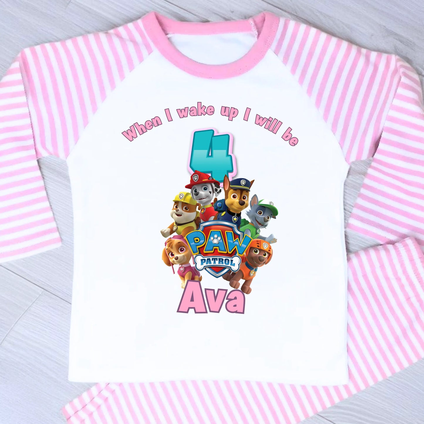 Girls Personalised Paw Patrol Birthday Pyjamas  - any name and age AishaBaileyDesigns