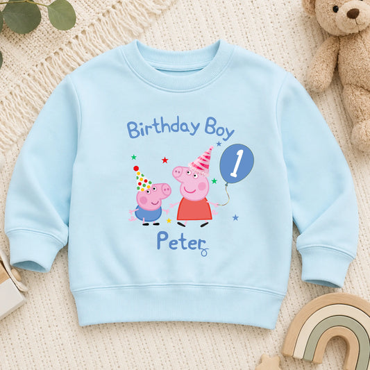 Personalised Peppa and George Birthday Sweatshirt for Boys AishaBaileyDesigns