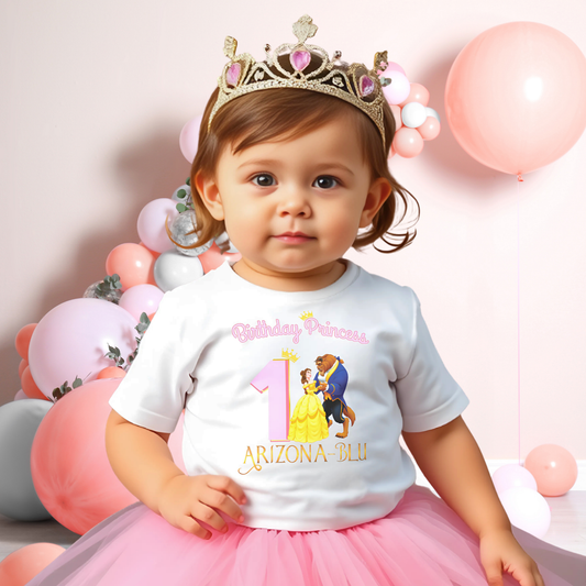 Bella Birthday T-shirt for Girls - Personalised Princess Bella Birthday Top, princess Bella birthday party, princess Bella tee, bella birthday top with name