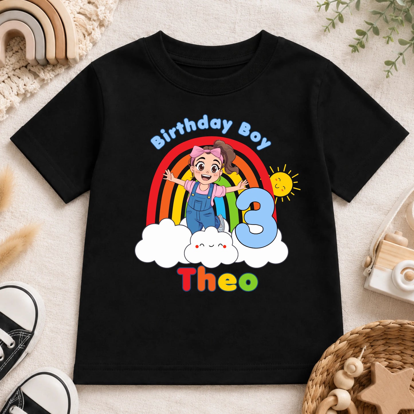 Ms Rachel Birthday Boy T-Shirt – Personalised Rainbow Boys Tee AishaBaileyDesigns