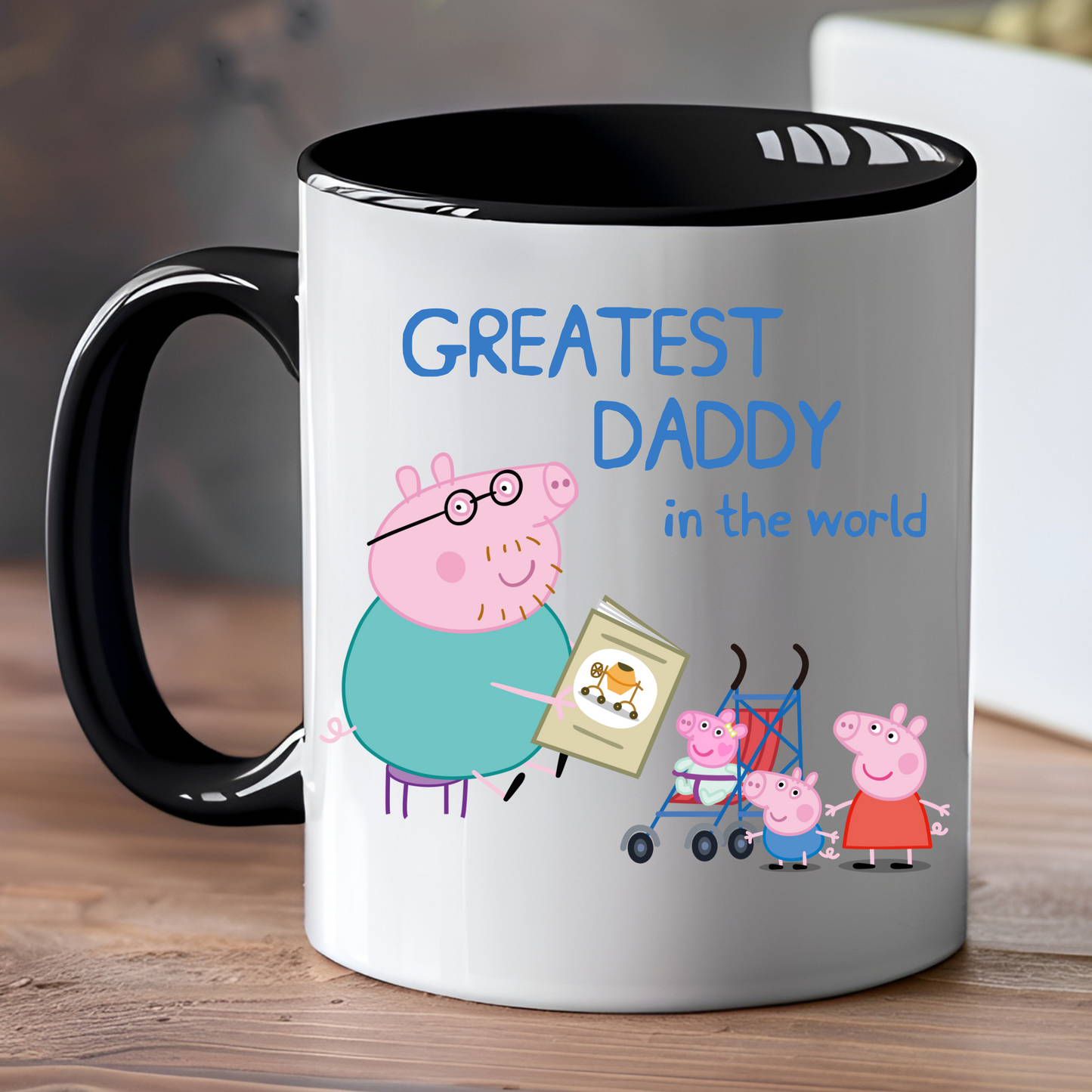 daddy pig mug, personalised gift for him, peppa pig personalised, custom daddy gift, dad gift from kids, dad coffee mug