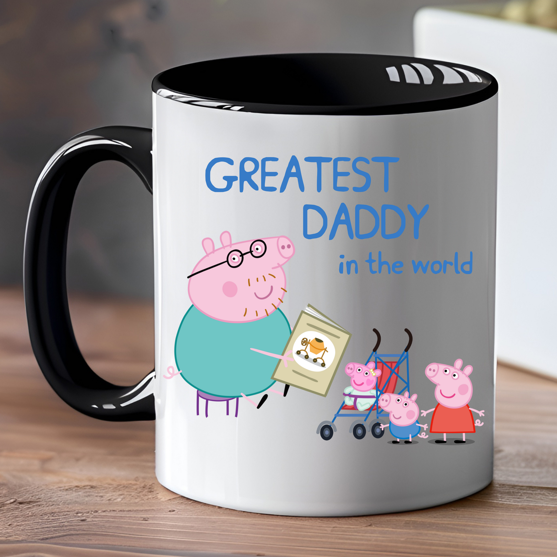 daddy pig mug, personalised gift for him, peppa pig personalised, custom daddy gift, dad gift from kids, dad coffee mug