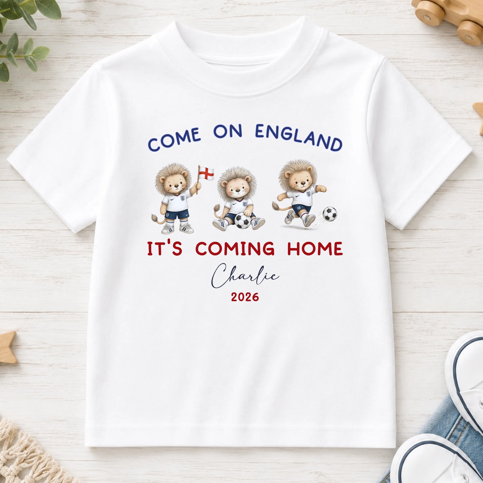 Boys Personalised World Cup T-shirt, England Football 2026 – Come On England It’s Coming Home Top AishaBaileyDesigns