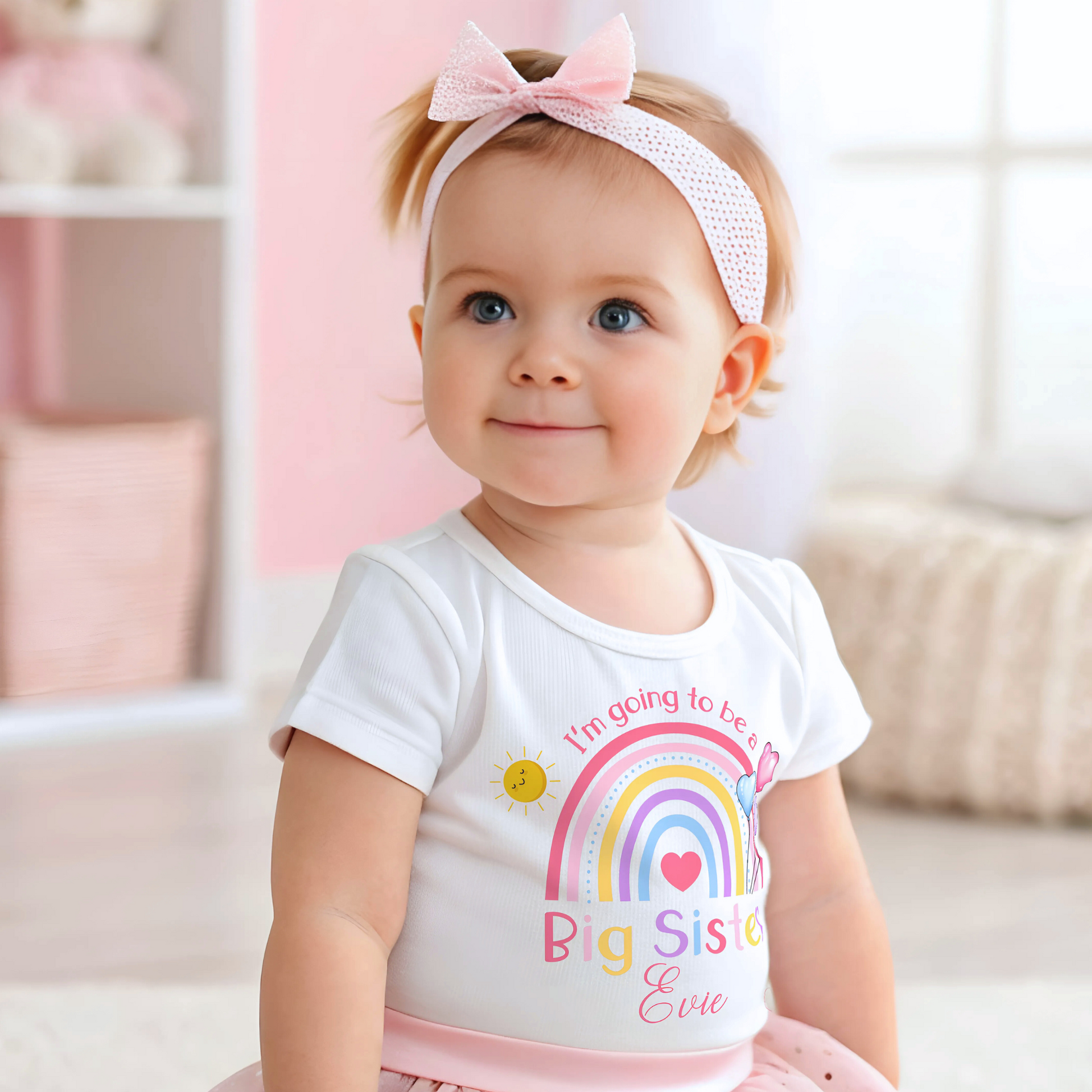 personalised big sister t-shirt, sibling outfit, new baby reveal, new big sister, promoted to big sister, baby shower gift