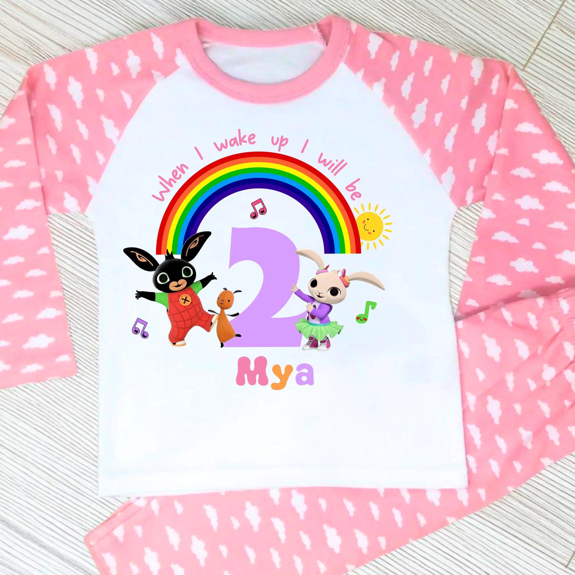Personalised Bing and Coco Birthday Pyjamas for Girls, When I Wake up I Will Be AishaBaileyDesigns