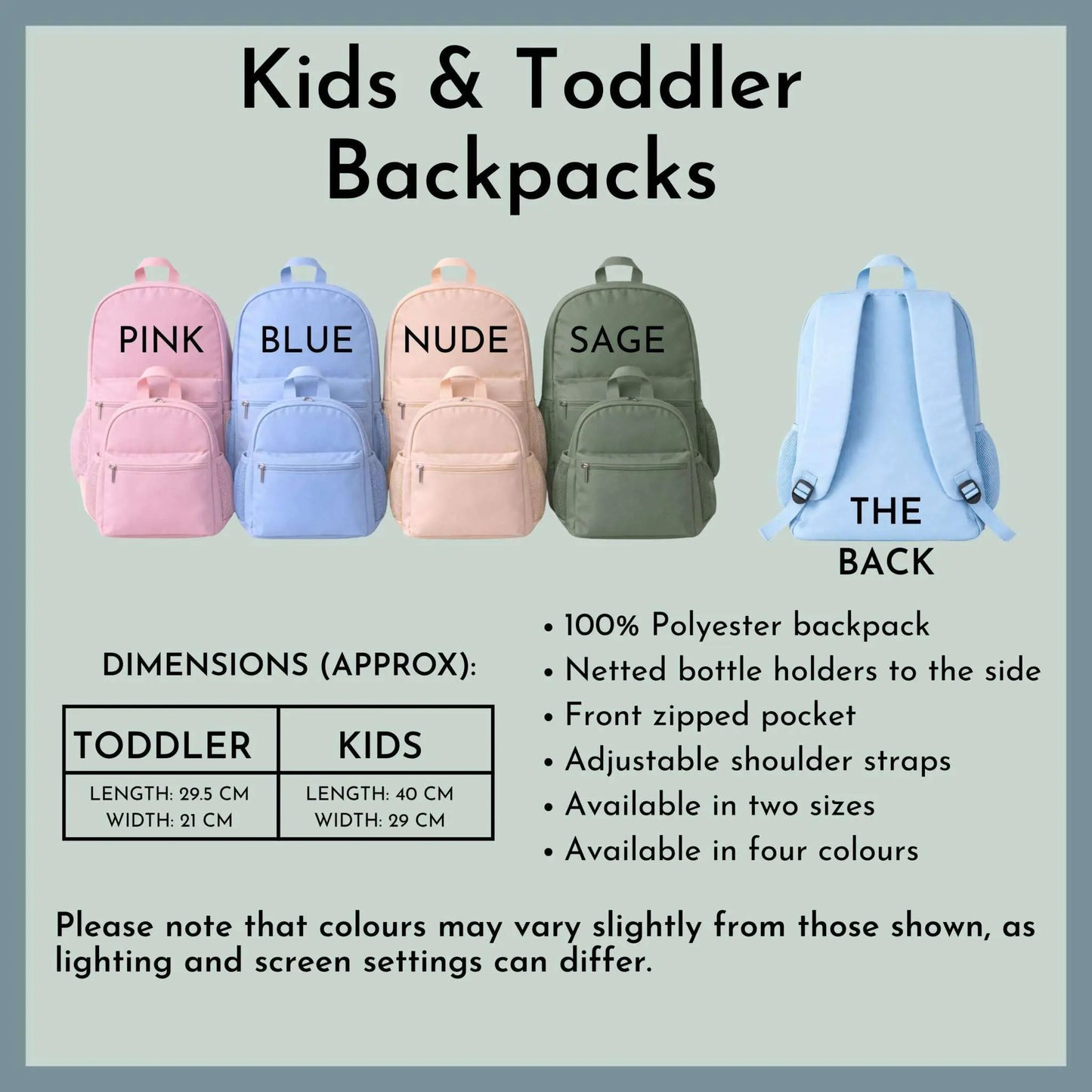 Personalised Ms Rachel backpack for kids with custom name, rainbow design toddler school bag in pink, blue and beige