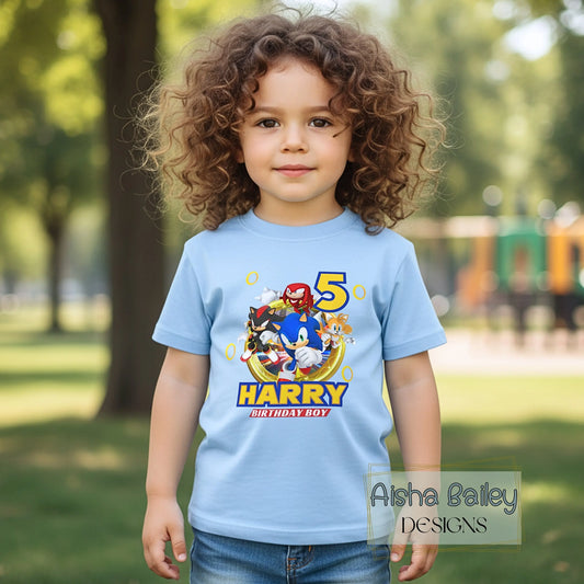 Sonic birthday t-shirt, Sonic gamers tee, custom name sonic birthday, boys sonic custom tshirt