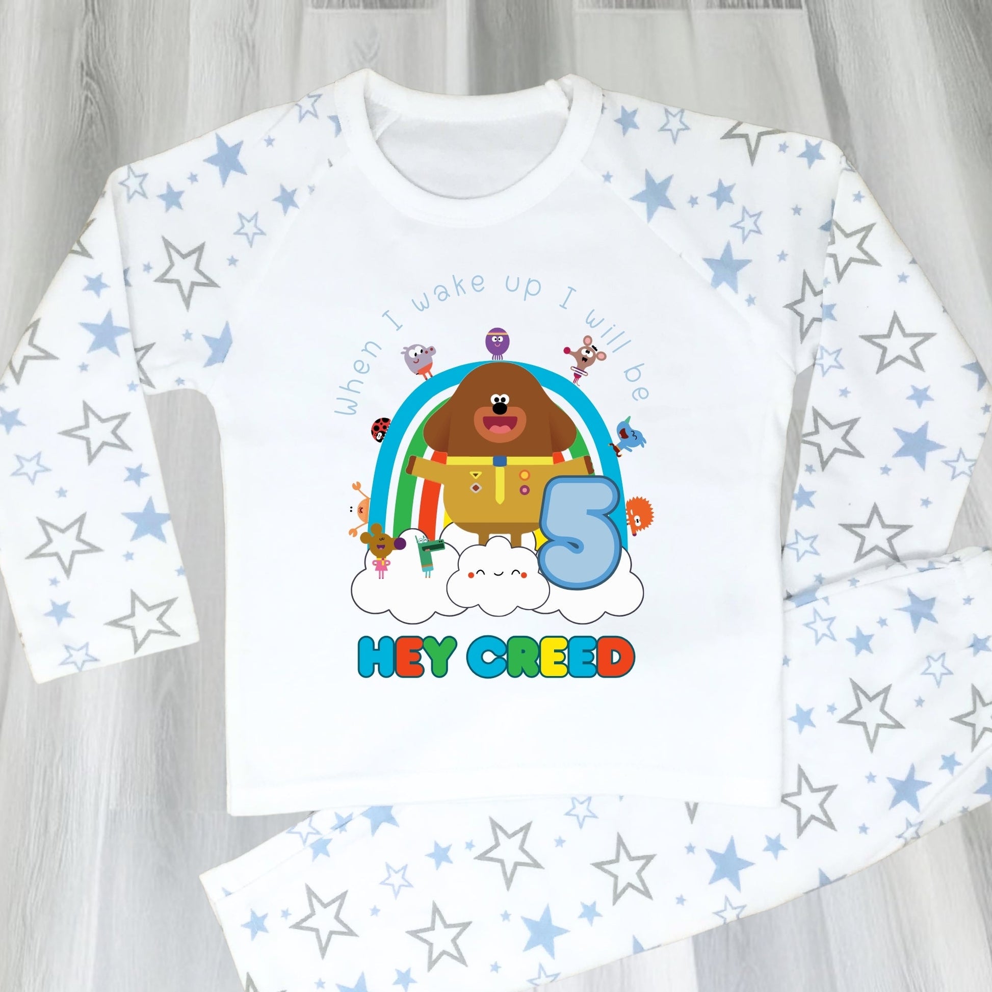 Hey Duggee birthday pyjamas, boys hey duggee pjs, personalised hey duggee, duggee birthday pjs
