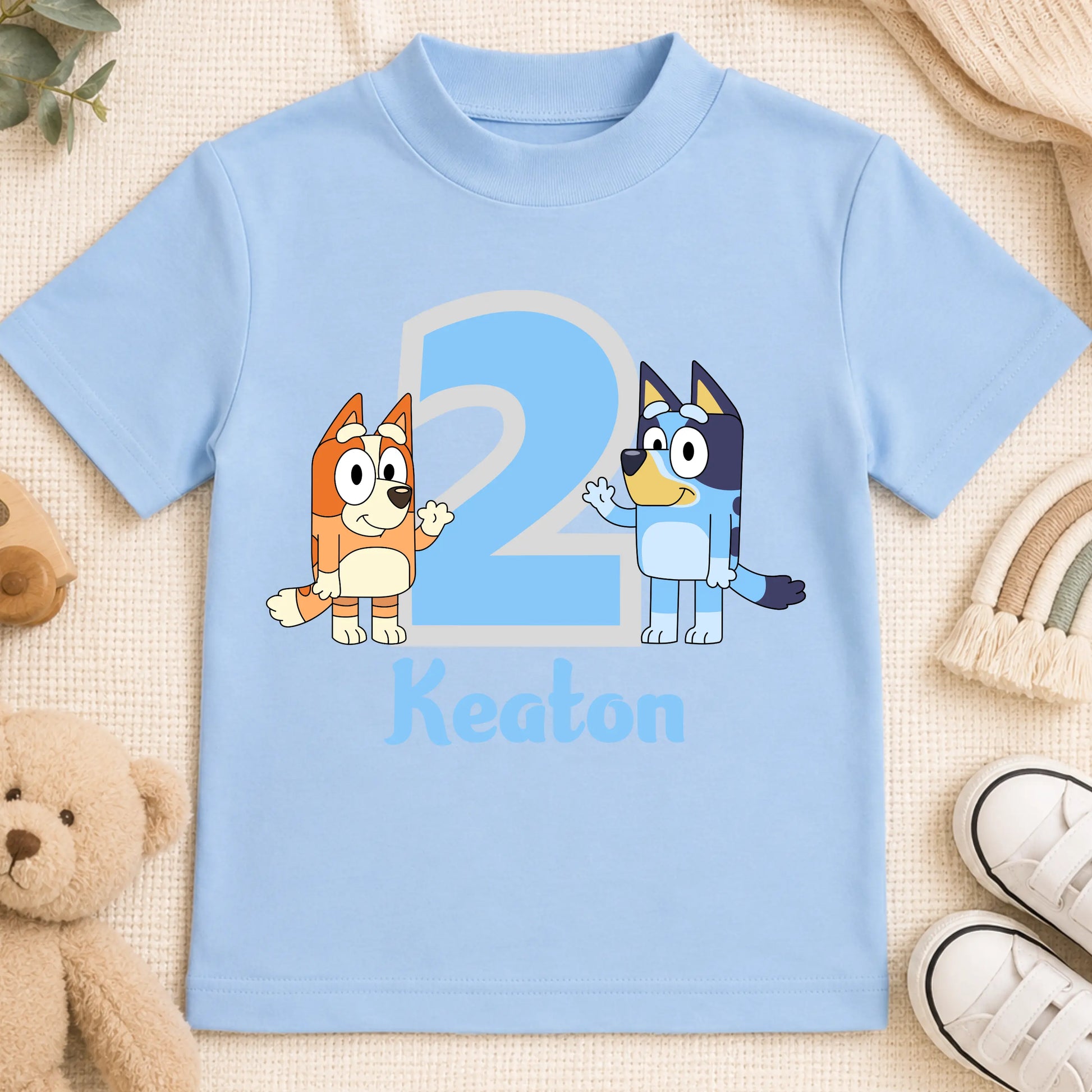 Boys Personalised Bluey and Bingo Birthday T-shirt  - any name and age AishaBaileyDesigns