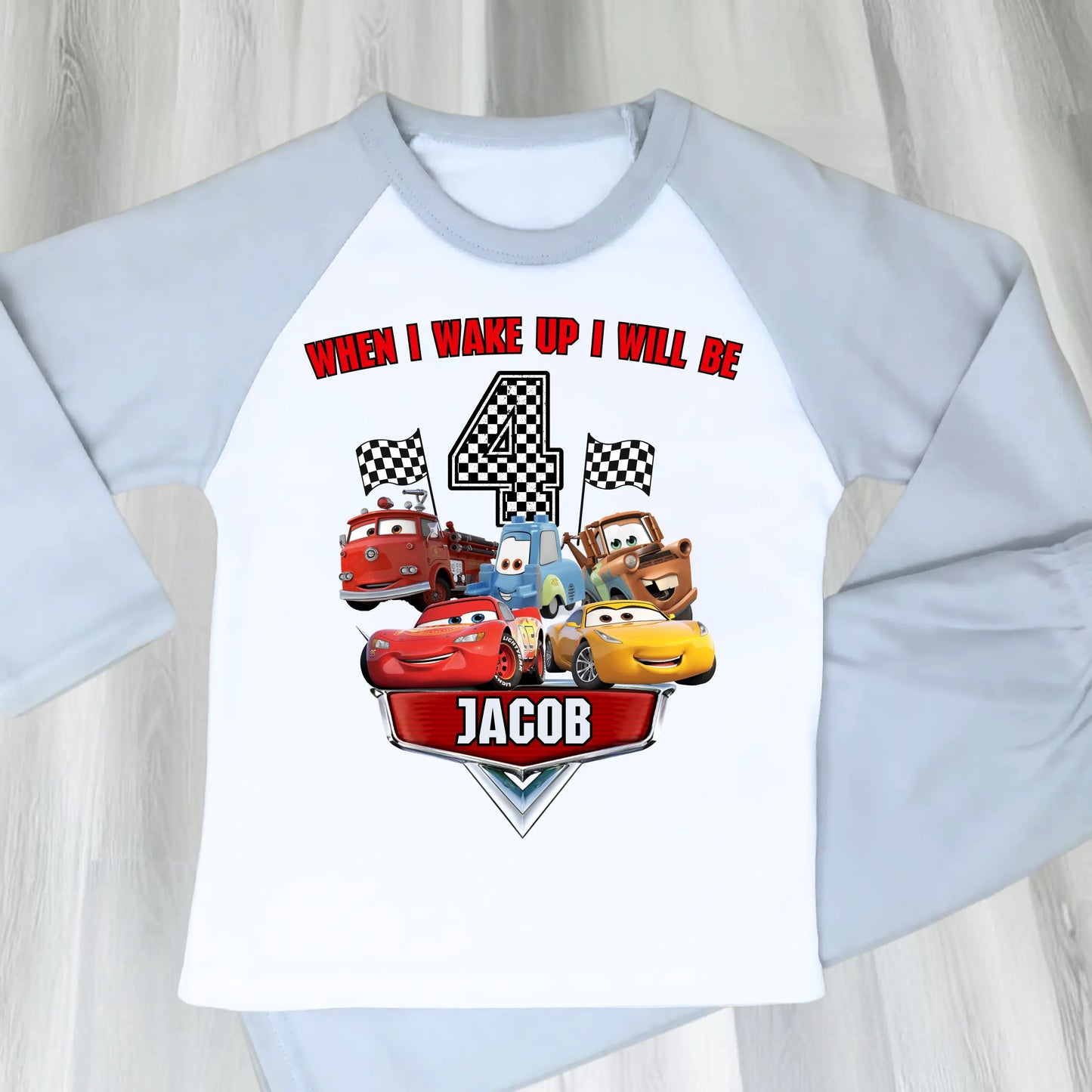 Personalised Cars Birthday Pyjamas for Boys AishaBaileyDesigns