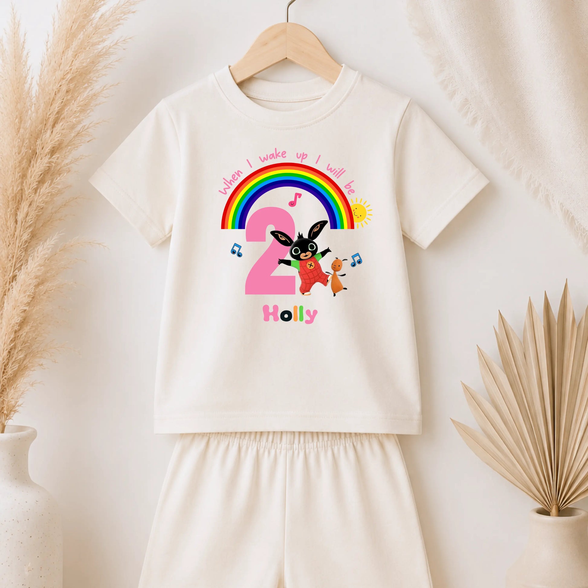 Personalised Bing Bunny Birthday Pyjamas for Girls with Gloppy – Custom Name & Age Short Pyjama Set AishaBaileyDesigns