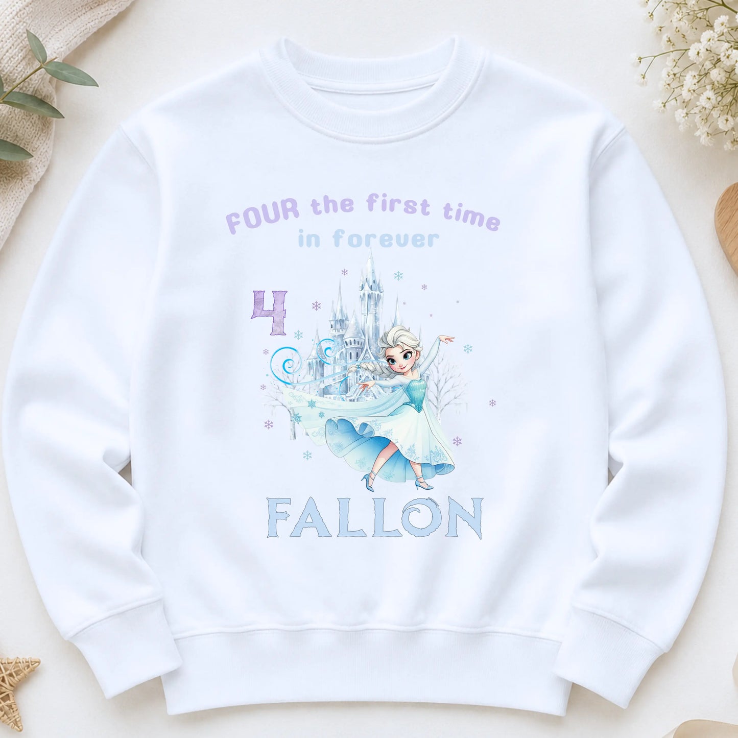 Personalised Frozen Elsa 4th Birthday Sweatshirt – Girls Princess Birthday Jumper AishaBaileyDesigns