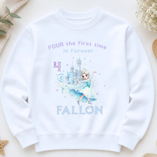 Personalised Frozen Elsa 4th Birthday Sweatshirt – Girls Princess Birthday Jumper AishaBaileyDesigns