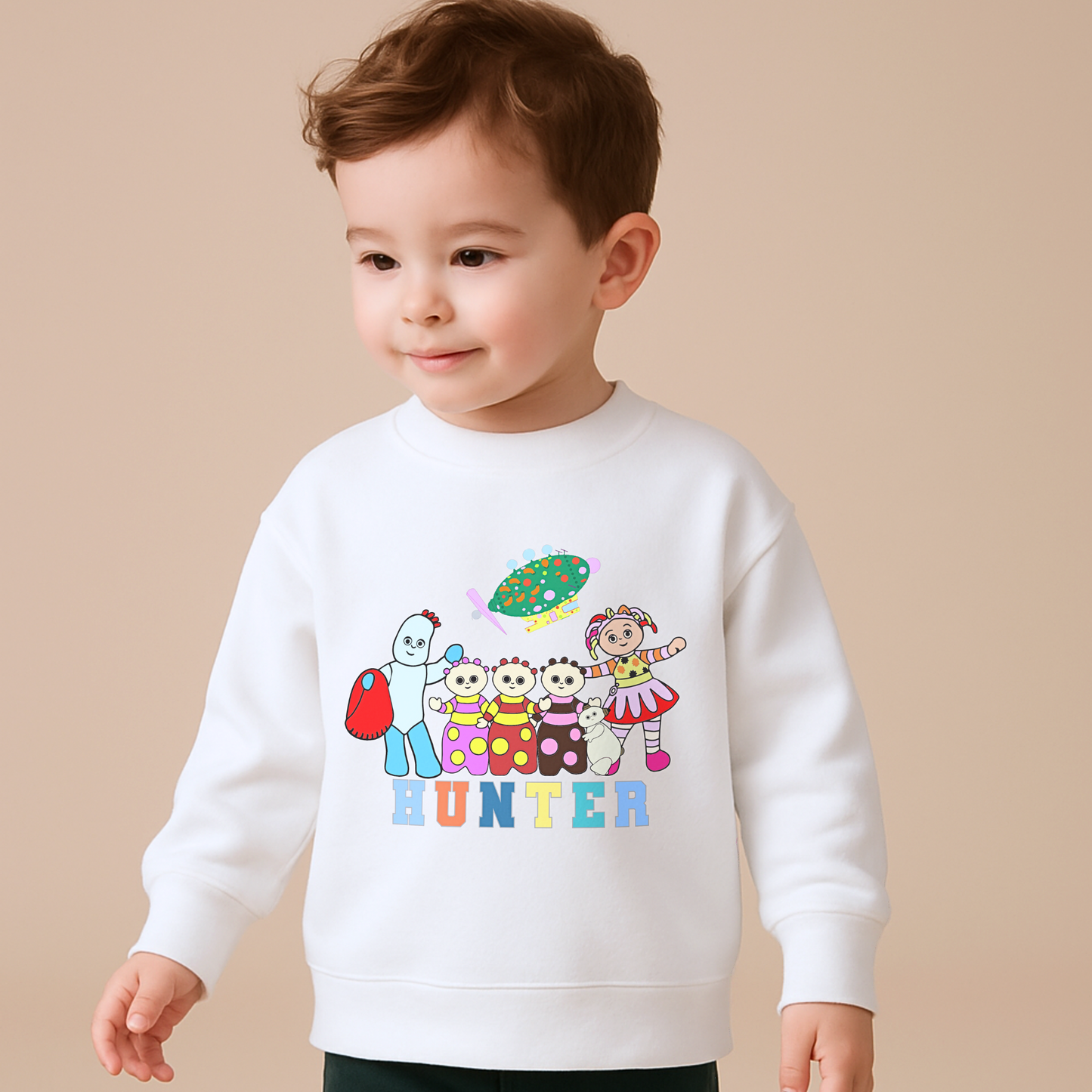 Personalised In the night garden sweatshirt, In the night garden personalised sweatshirt, custom name sweatshirt, custom jumper for boys