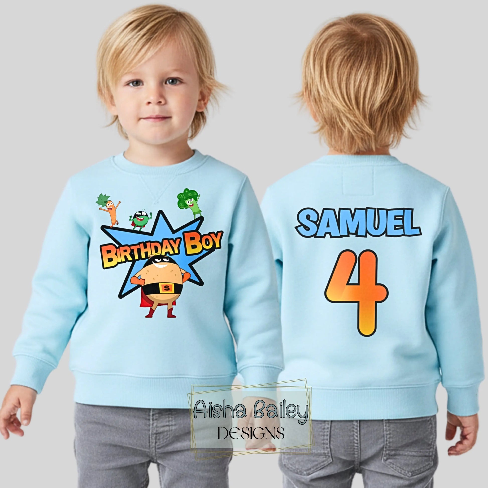 Personalised Boys Supertato Birthday Sweatshirt  - any name and age AishaBaileyDesigns