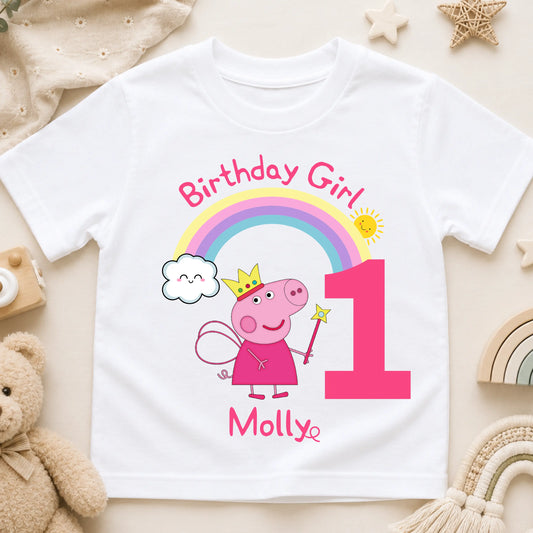 Girls Personalised Peppa Pig Birthday T-shirt  - any name and age AishaBaileyDesigns