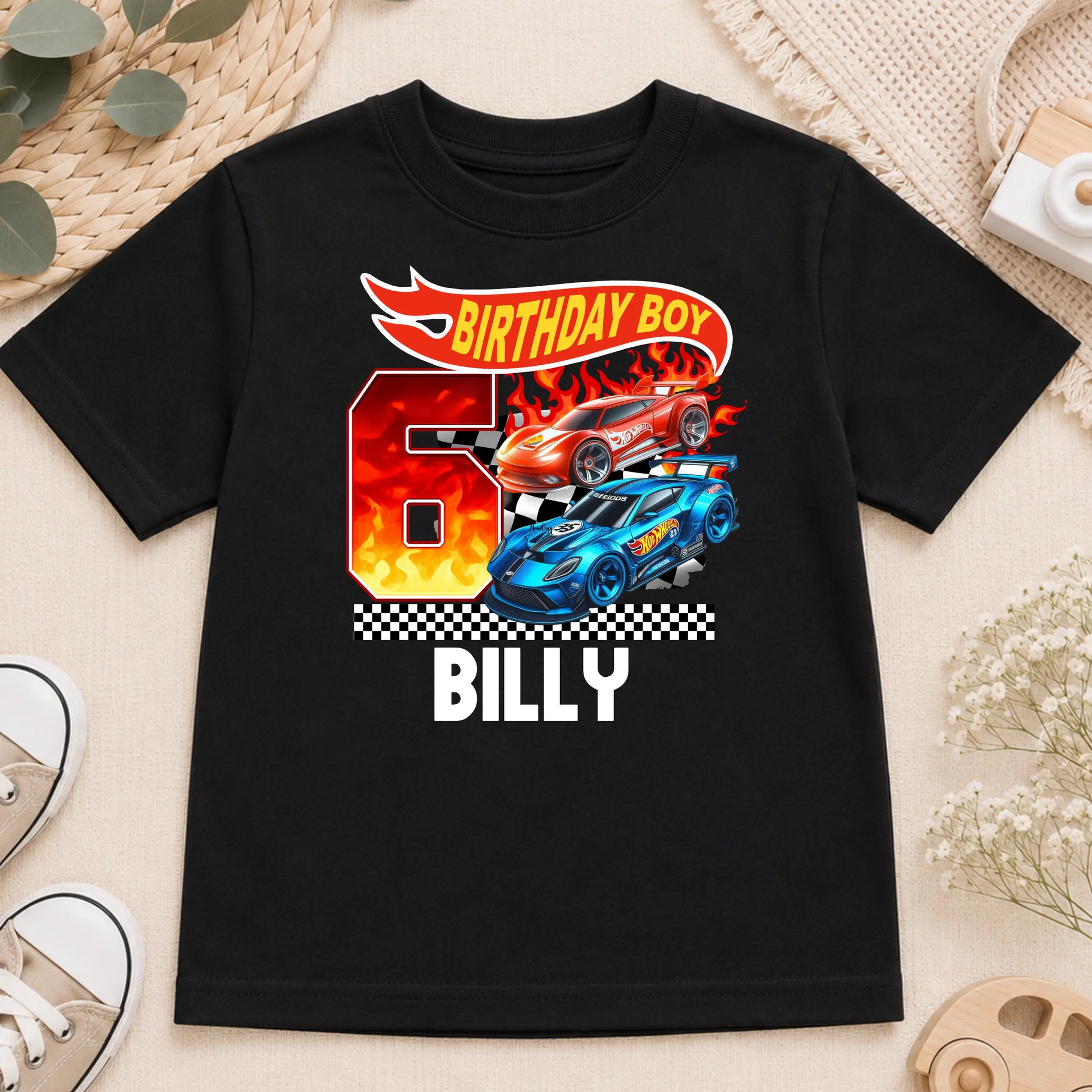 Personalised Hot Wheels Birthday T-Shirt for Boys – Sports Car Birthday Tee AishaBaileyDesigns